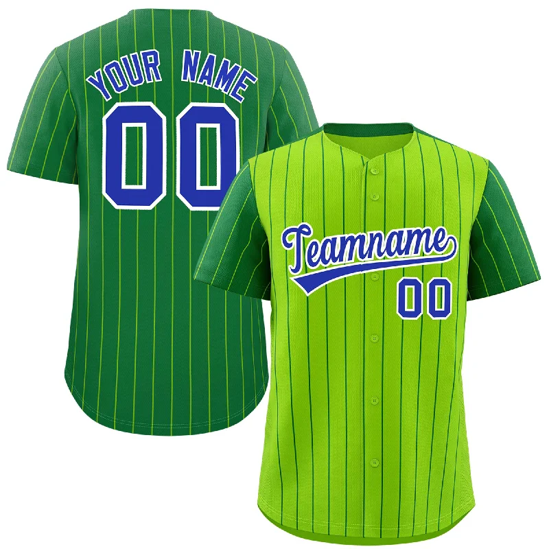 Custom Baseball Jerseys For Special Groups-Custom Neon Green Kelly Green Pinstripe Personalized Raglan Sleeves Authentic Baseball Jersey