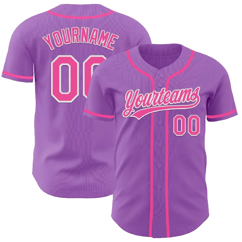 Personalized Baseball Jerseys For Couples-Custom Medium Purple Pink-White Authentic Baseball Jersey