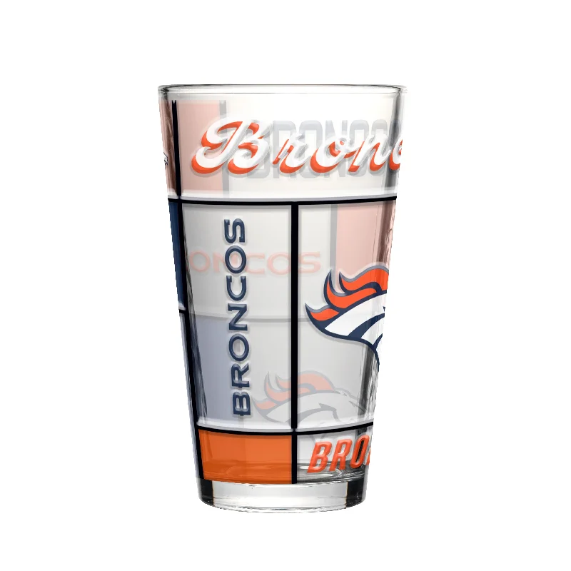 Custom Team Mugs For Celebrating Achievements-Denver Broncos 16oz Quilted Stained Pint Glass