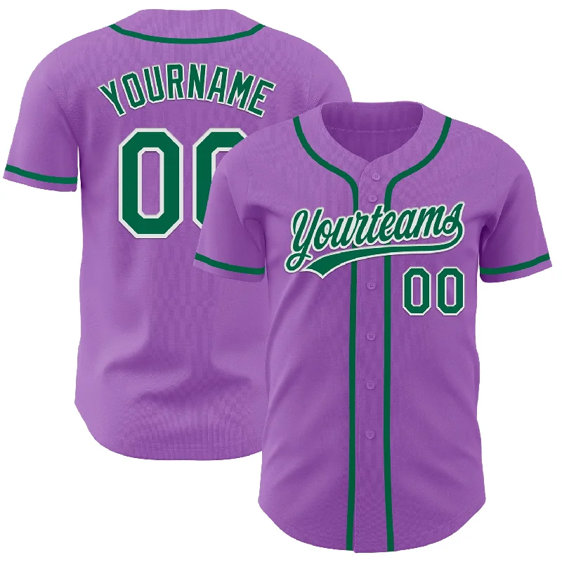 Customized Baseball Jerseys With Team Name-Custom Medium Purple Kelly Green-White Authentic Baseball Jersey