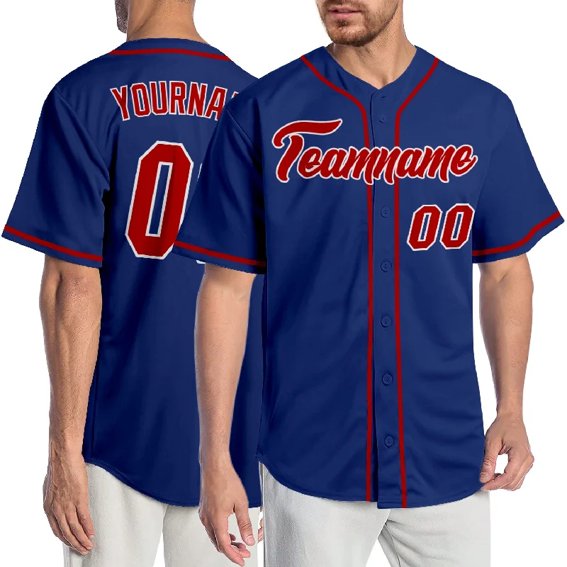 Customized Baseball Jerseys With Team Name-Custom Royal Red-White Authentic Baseball Jersey