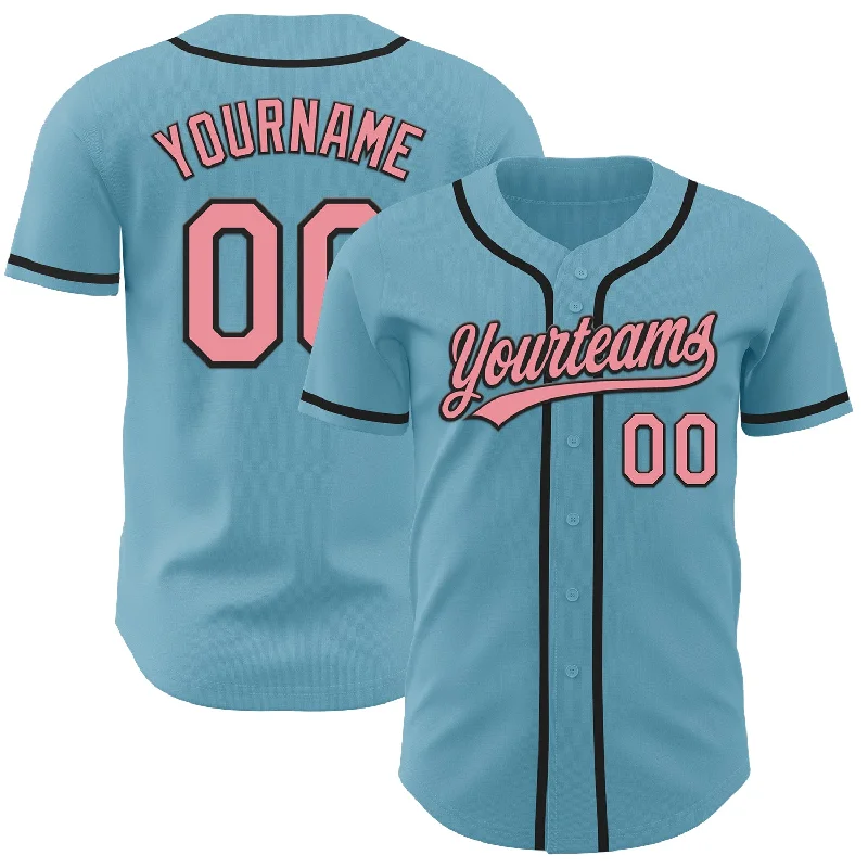 Personalized Baseball Jerseys For Special Occasions-Custom Shadow Blue Medium Pink-Black Authentic Baseball Jersey