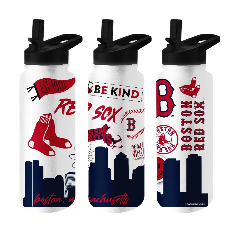 Team Mugs For Players-Boston Red Sox 34oz Native Quencher Bottle