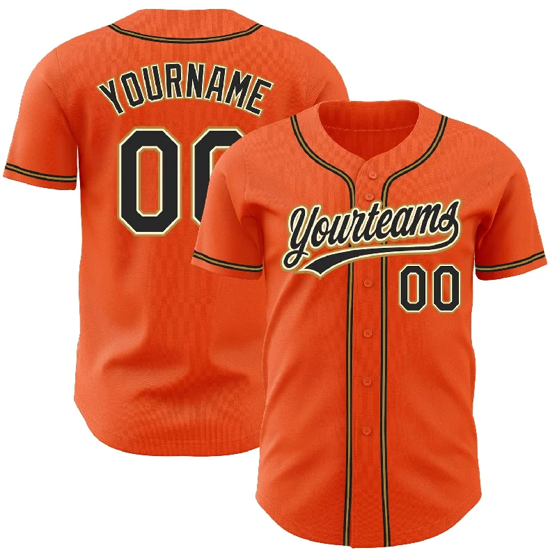 Personalized Baseball Jerseys With Custom Numbers-Custom Orange Black Cream-Old Gold Authentic Baseball Jersey