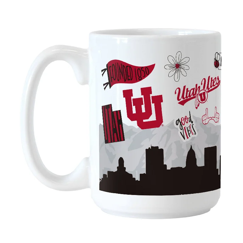 Custom Sports Team Mugs With Custom Colors-Utah 15oz Native Sublimated Mug