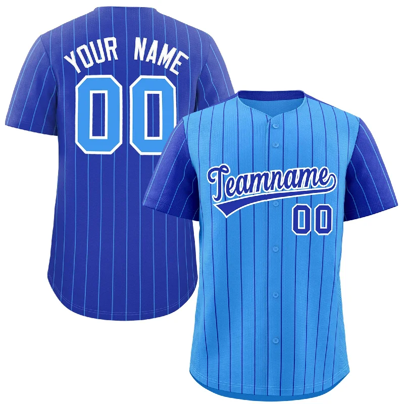 Custom Baseball Jerseys For Sports Clubs-Custom Powder Blue Royal Pinstripe Personalized Raglan Sleeves Authentic Baseball Jersey