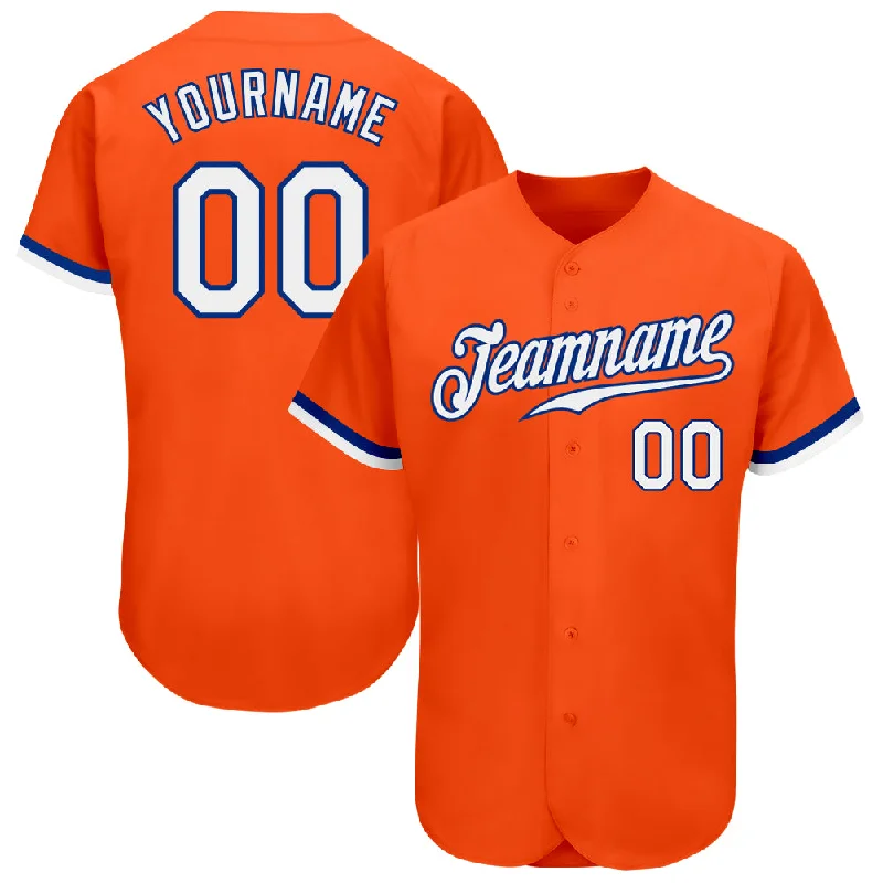 Custom Baseball Jerseys With Logo & Number-Custom Orange White-Royal Authentic Baseball Jersey