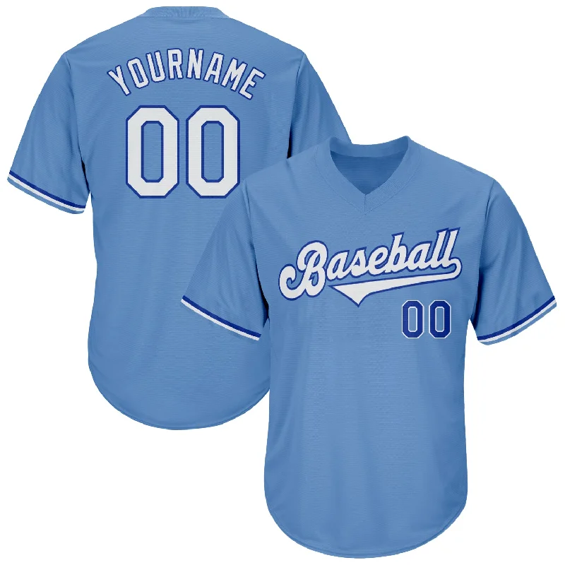 Baseball Jerseys For Corporate Teams-Custom Light Blue White-Royal Authentic Throwback Rib-Knit Baseball Jersey Shirt