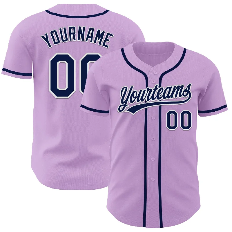 Baseball Jerseys For Special Group Discounts-Custom Light Purple Navy-White Authentic Baseball Jersey