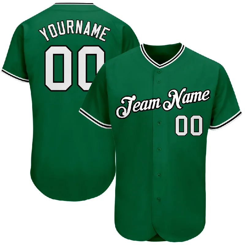 Baseball Jerseys For Charity Events-Custom Kelly Green White-Black Authentic Baseball Jersey