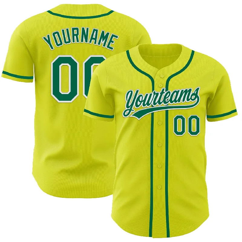 Youth Baseball Jerseys With Custom Names-Custom Neon Yellow Kelly Green-White Authentic Baseball Jersey