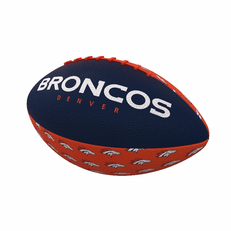 Strong Leather Rugby Balls-Denver Broncos Repeating Mini-Size Rubber Football