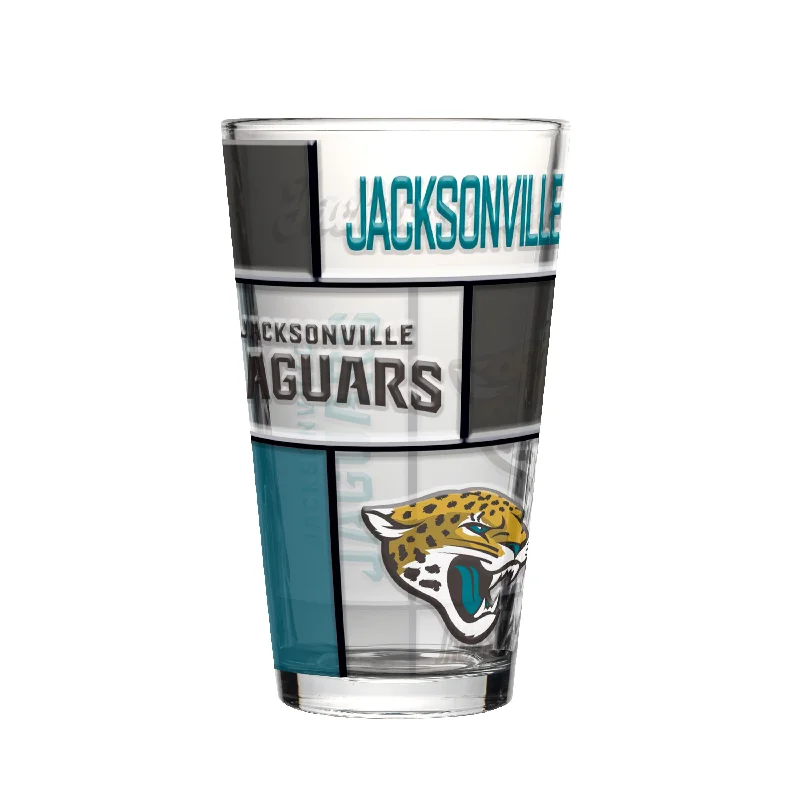 Limited Edition Custom Team Mugs-Jacksonville Jaguars 16oz Quilted Stained Pint Glass