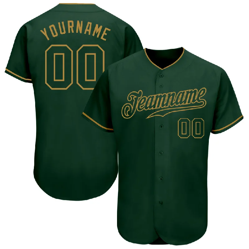 Custom Team Baseball Jerseys For Fundraisers-Custom Green Green-Old Gold Authentic Baseball Jersey