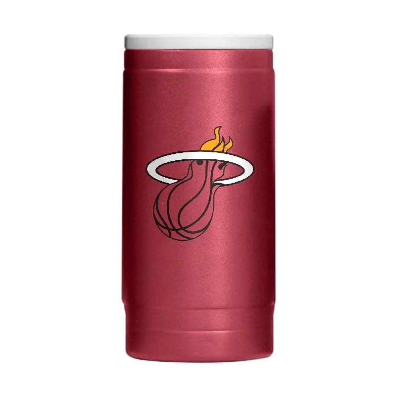 Sports Team Mugs For Tailgates-Miami Heat 12oz Flipside Powder Coat Slim Can Coolie