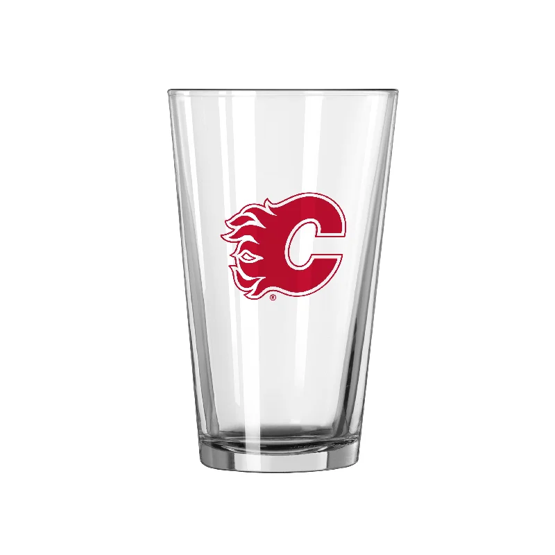 Custom Team Mugs For Events And Tournaments-Calgary Flames 16oz Gameday Pint Glass