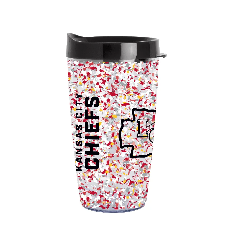 Custom Mug Designs For Teams-Kansas City Chiefs 16oz Terrazzo Dbl Wall Clear Tumbler