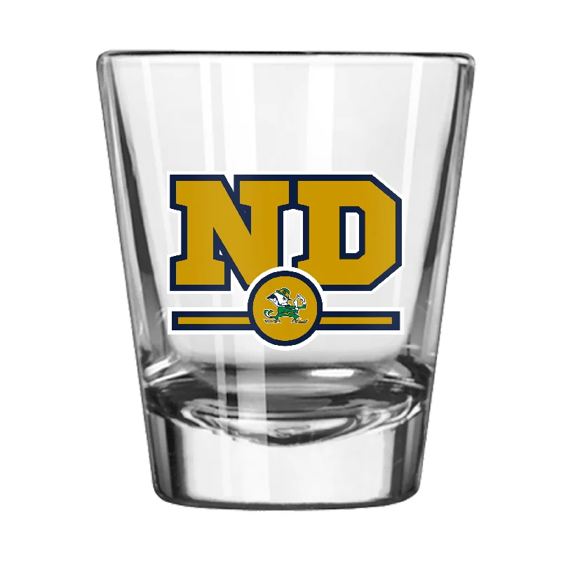 Team Mugs With Custom Artwork-Notre Dame 2oz Letterman Shot Glass