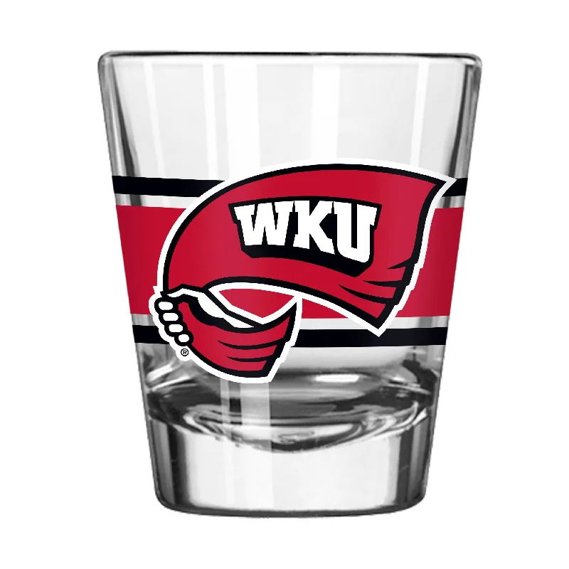 Personalized Mugs For Event Teams-Western Kentucky 2oz Stripe Shot Glass