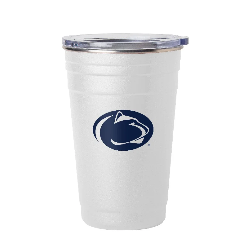 Custom Sports Team Mugs With Slogans-Penn State White Flipside 22oz Stainless Cup