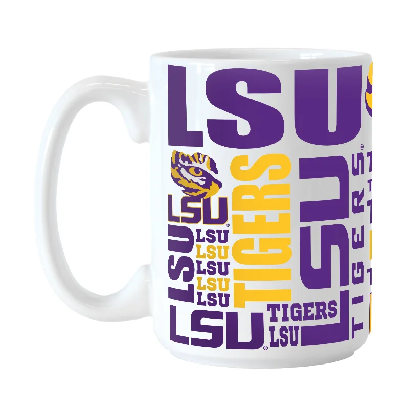 Personalized Team Mugs With Sports Emblems-LSU 15oz Spirit Sublimated Mug