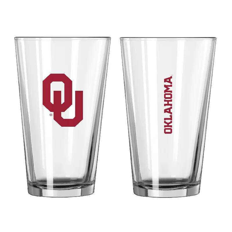 Unique Personalized Team Mugs-Oklahoma 16oz Gameday Pint Glass