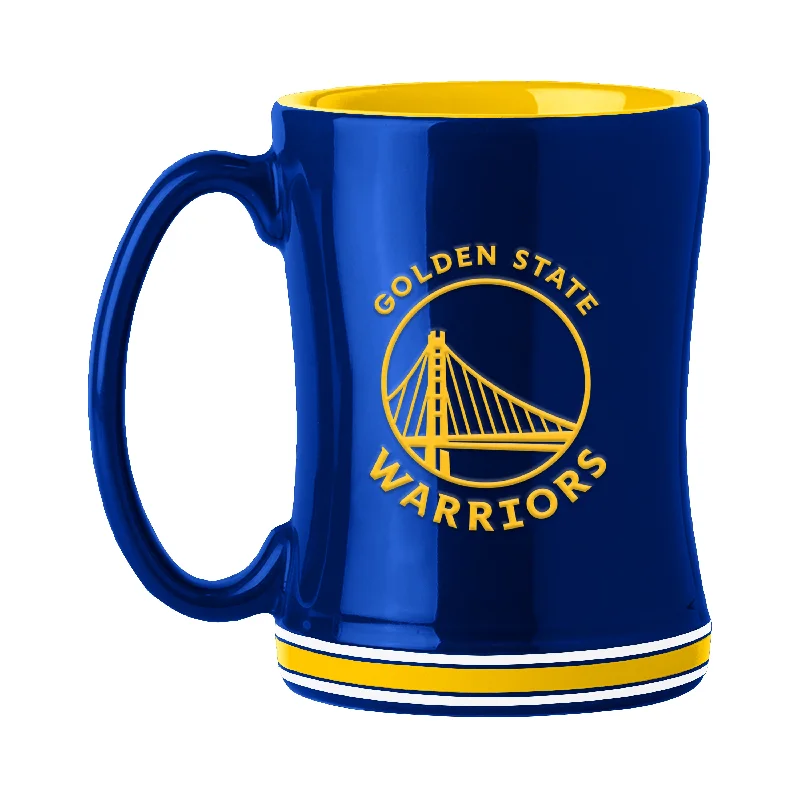 Team Mugs With Special Messages-Golden State Warriors 14oz Relief Mug