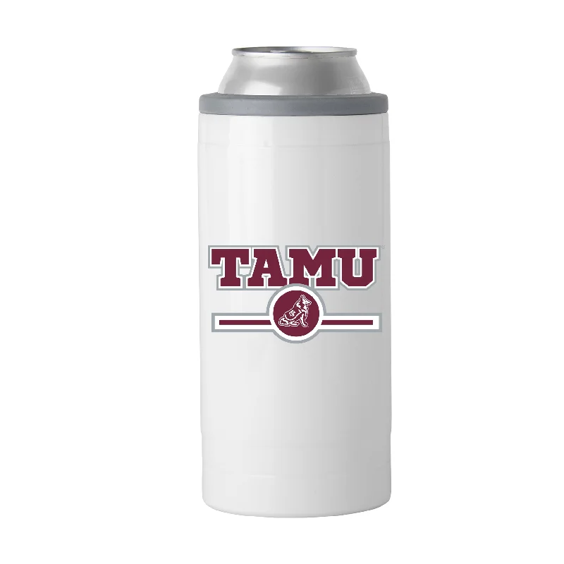 Team Mugs For Players-Texas A&M Letterman 12 oz Slim Can Coolie