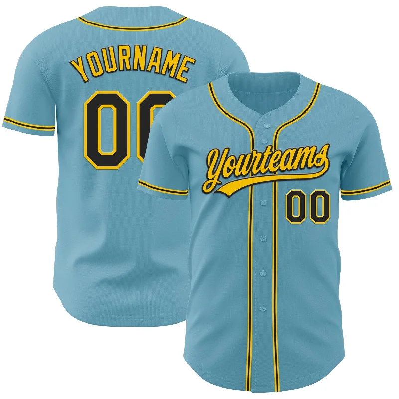 Baseball Jerseys For Special Events-Custom Shadow Blue Black-Yellow Authentic Baseball Jersey