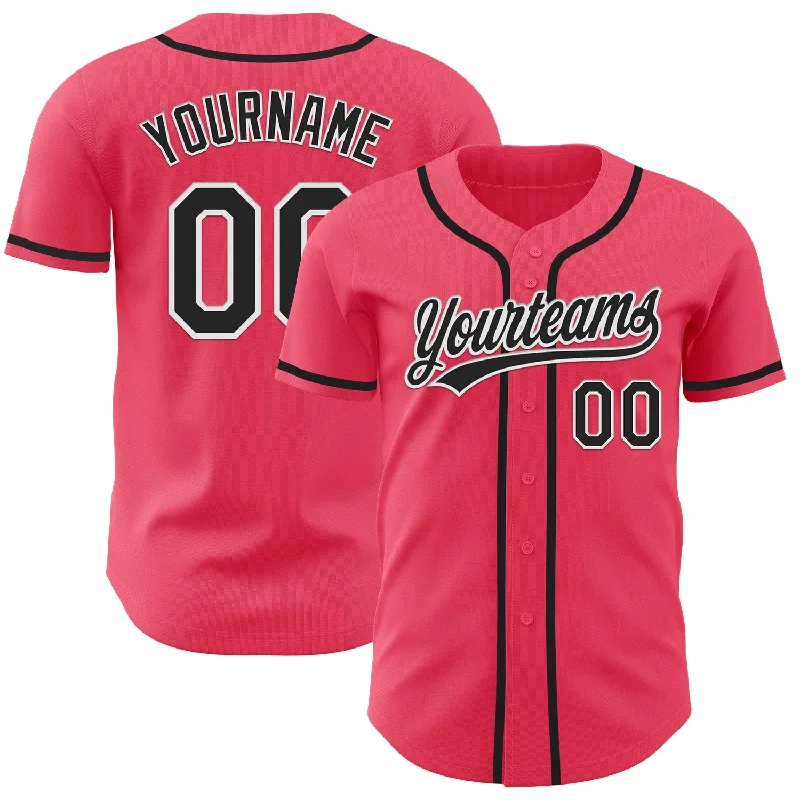 Sports Baseball Jerseys With Logos-Custom Neon Pink Black-White Authentic Baseball Jersey