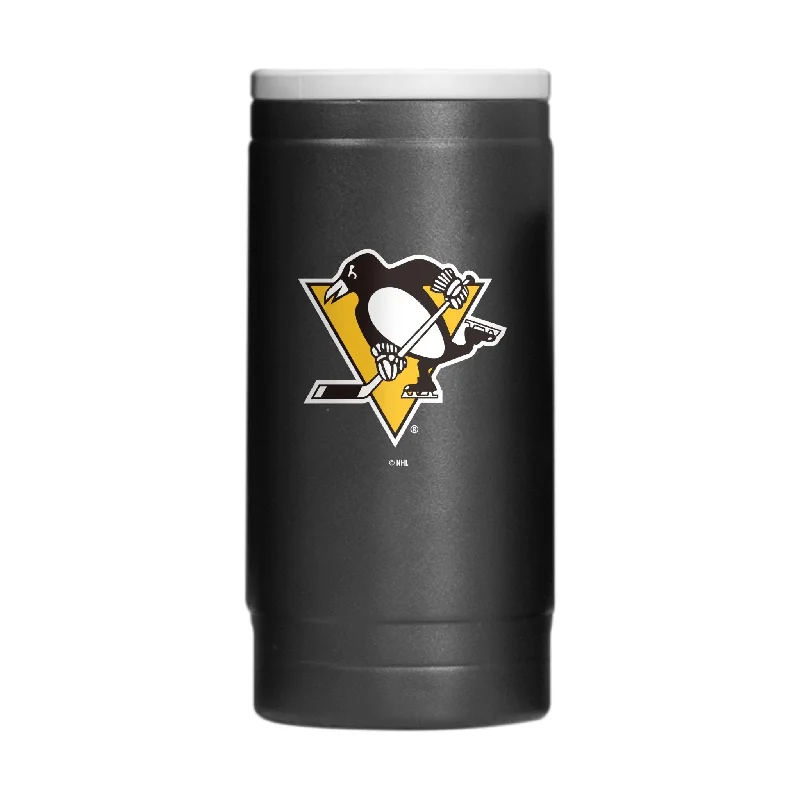 Custom Team Mugs For Weddings-Pittsburgh Penguins 12oz Flipside Powder Coat Slim Can Coolie