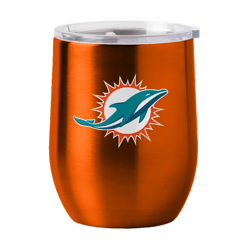 Team Mugs With Special Messages-Miami Dolphins Carrot 16oz Gameday Stainless Curved Beverage