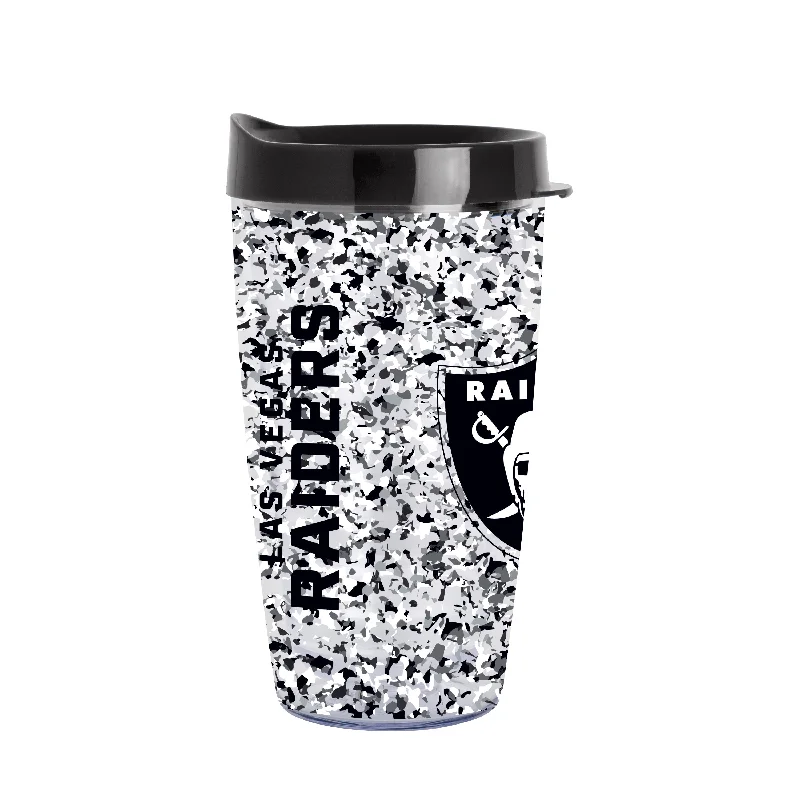 Team Mugs With Group Logos-Las Vegas Raiders 16oz Terrazzo Dbl Wall Clear Tumbler