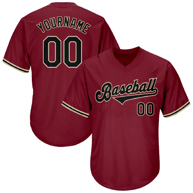 Baseball Jerseys For School Spirit Events-Custom Crimson Black-City Cream Authentic Throwback Rib-Knit Baseball Jersey Shirt