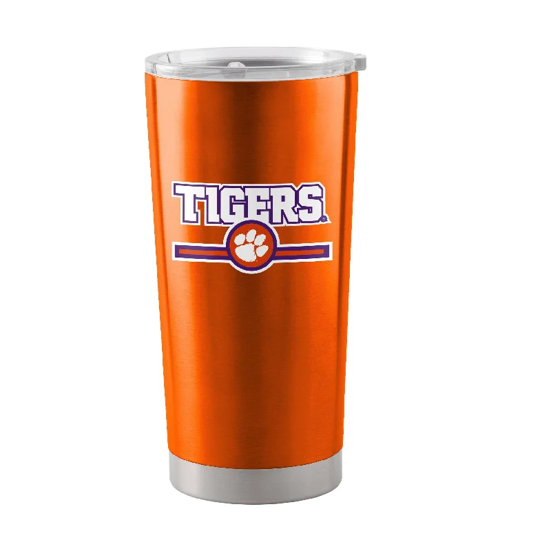 Affordable Custom Team Mugs-Clemson 20oz Letterman Stainless Tumbler