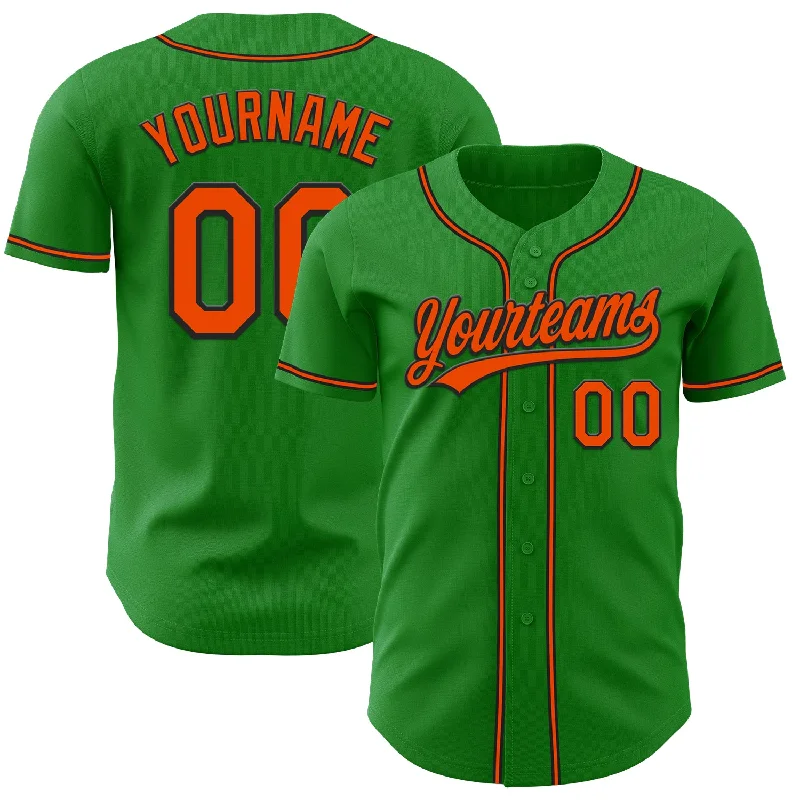 Baseball Jerseys For Corporate Teams-Custom Grass Green Orange-Black Authentic Baseball Jersey