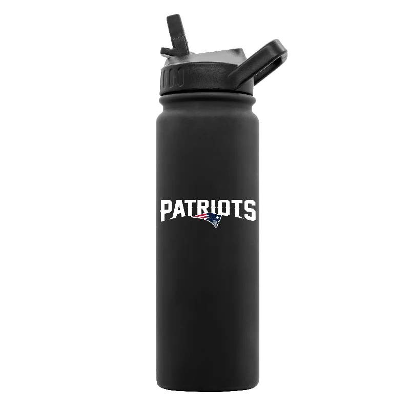 Gift Mugs For Teams-New England Patriots 24oz Black Soft Touch Bottle