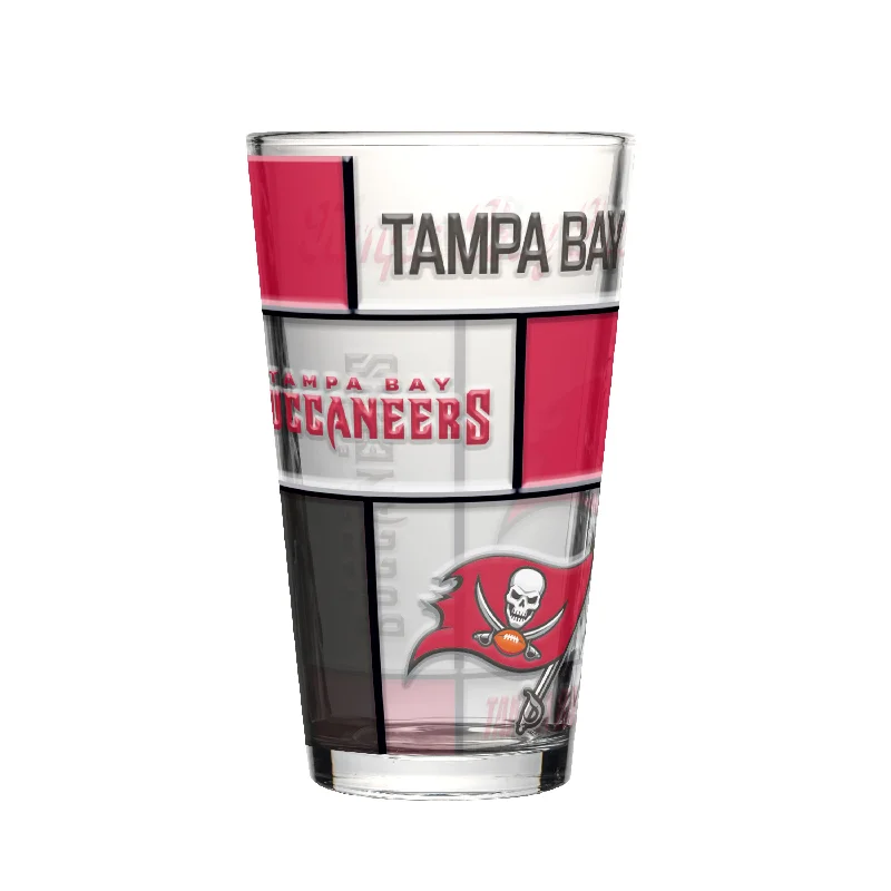 Team Mugs For Large Groups-Tampa Bay Buccaneers 16oz Quilted Stained Pint Glass