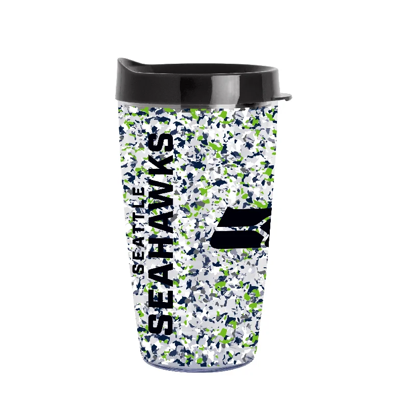 Team Mugs For Group Events-Seattle Seahawks 16oz Terrazzo Dbl Wall Clear Tumbler