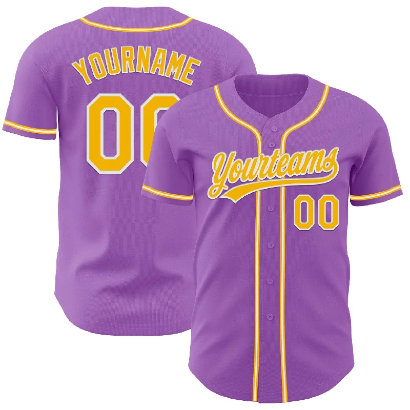 Lightweight Baseball Jerseys-Custom Medium Purple Gold-White Authentic Baseball Jersey