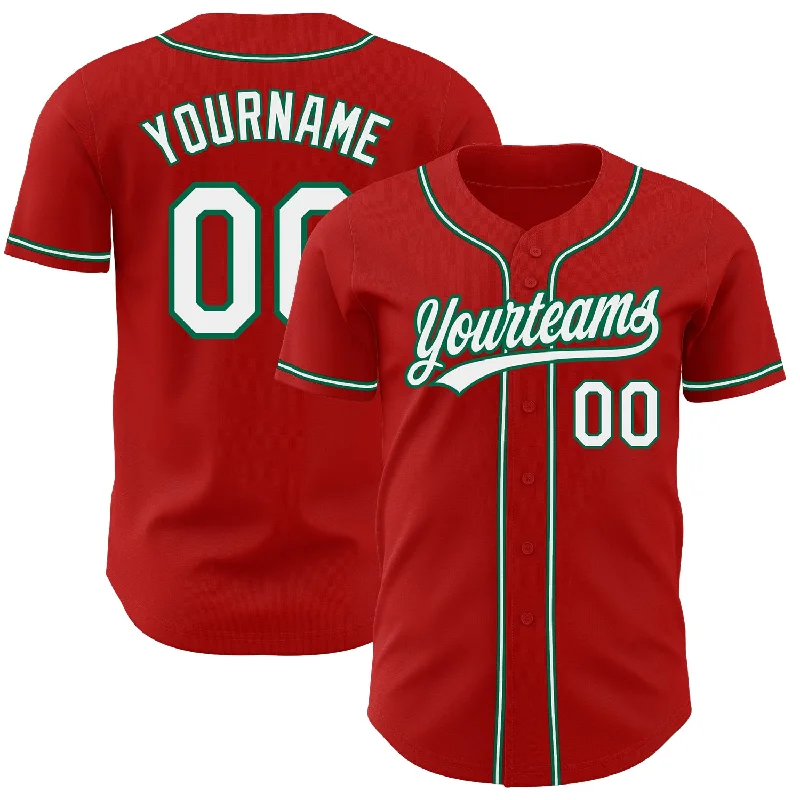 Baseball Jerseys For Major Leagues-Custom Red White-Kelly Green Authentic Baseball Jersey