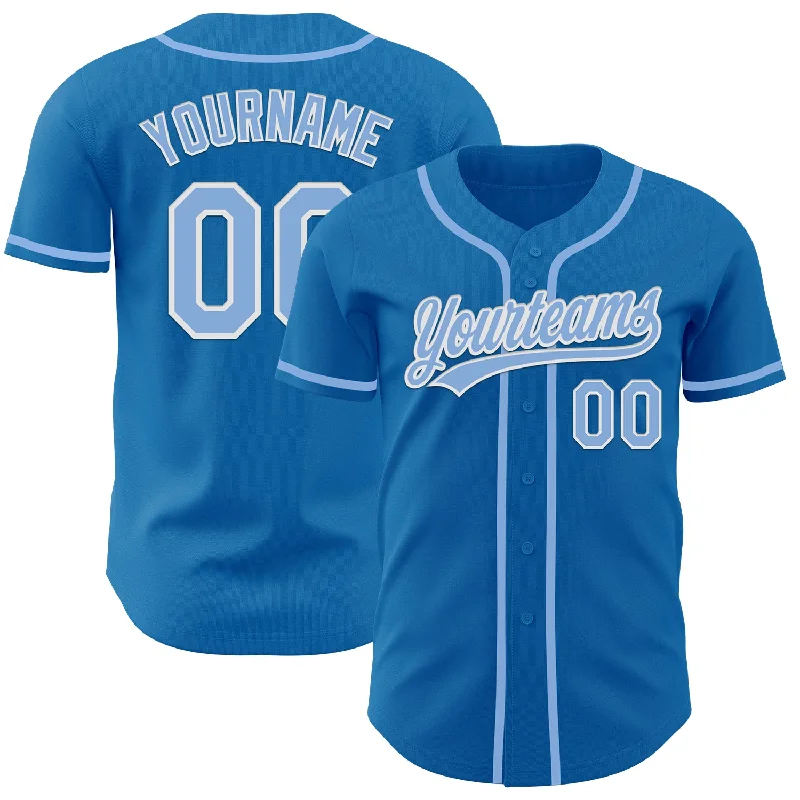 Custom Baseball Jerseys For Club Teams-Custom Blue Light Blue-White Authentic Baseball Jersey