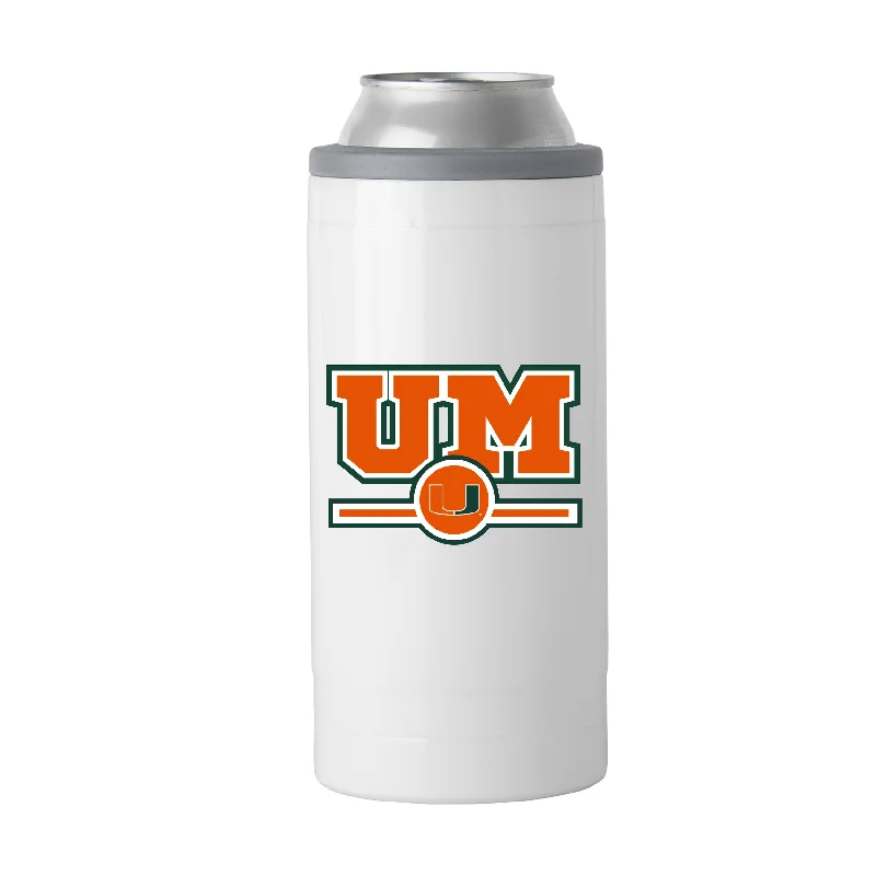 Custom Sports Team Mugs-Miami  Letterman 12 oz Slim Can Coolie