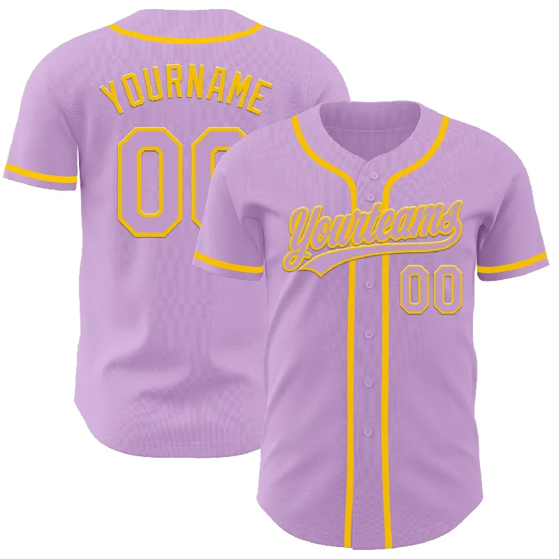 Custom Name Baseball Jerseys-Custom Light Purple Yellow Authentic Baseball Jersey