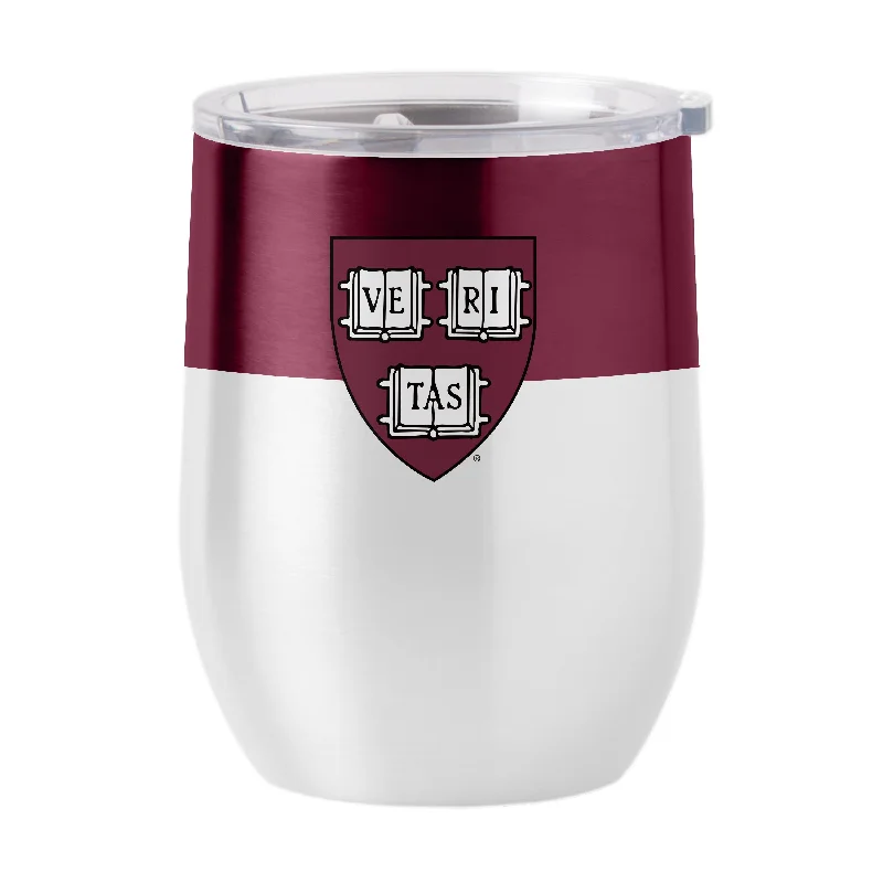 Team Mugs For Celebrating Success-Harvard 16oz Colorblock Stainless Curved Beverage