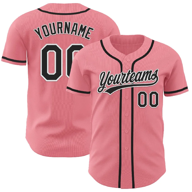 Baseball Jerseys For Custom Logos-Custom Medium Pink Black-White Authentic Baseball Jersey