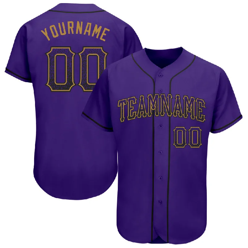 Team Baseball Jerseys For School Events-Custom Purple Purple-Old Gold Authentic Drift Fashion Baseball Jersey