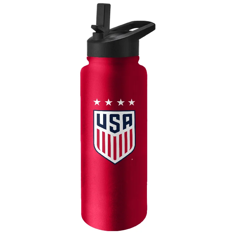 Best Custom Team Mugs-US Womens Soccer Four Stars 34oz Logo Quencher Bottle