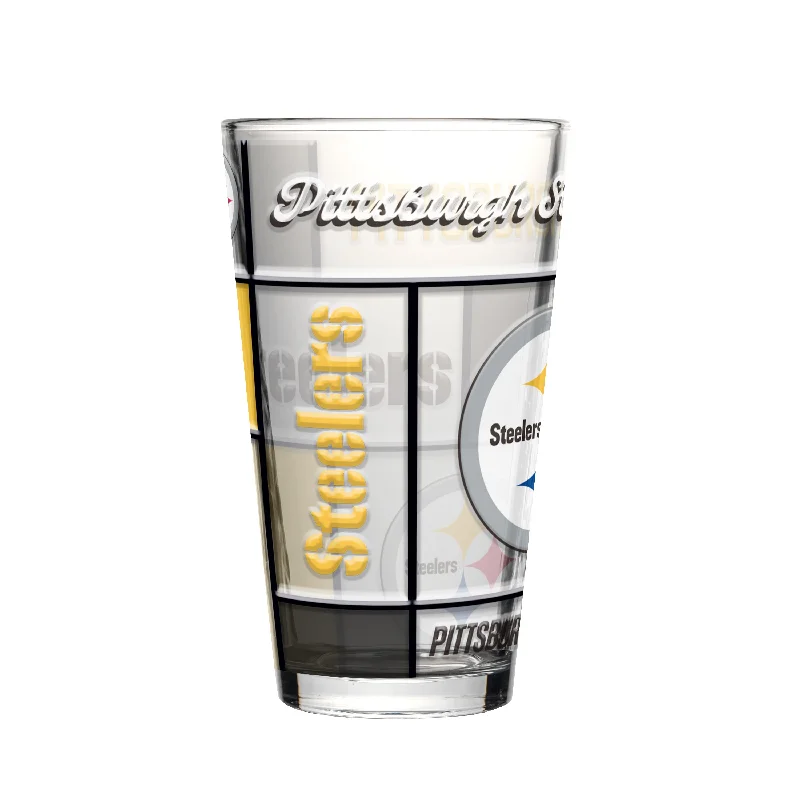 Personalized Team Mugs For Coaches And Players-Pittsburgh Steelers 16oz Quilted Stained Pint Glass