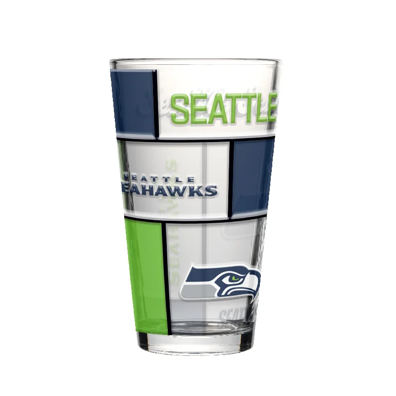 Fun Custom Team Mugs-Seattle Seahawks 16oz Quilted Stained Pint Glass